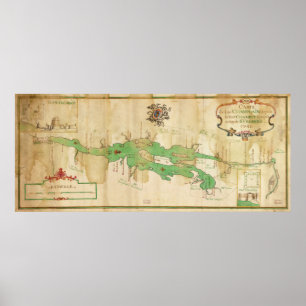 Affiche Carte vintage de lac Champlain (1740)