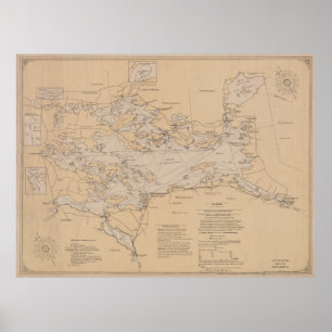 Affiche Carte vintage de lac Winnipesaukee (1907)