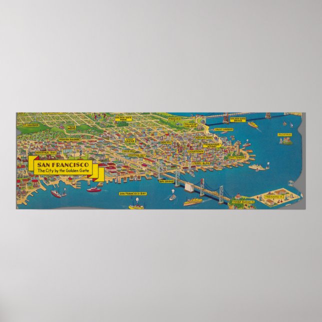 Affiche Carte vintage De L'Affiche De San Francisco (Devant)
