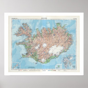 Affiche Carte vintage de l'affiche Islande