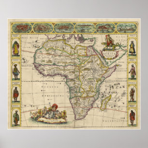 Affiche Carte vintage de l'Afrique (1660)