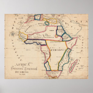 Affiche Carte vintage de l'Afrique (1831)