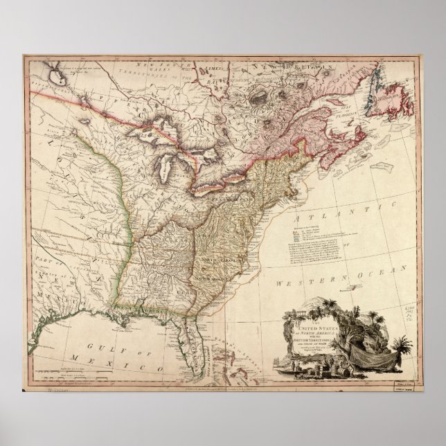 Affiche Carte vintage de l'Amérique du Nord (Devant)