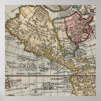 Affiche Carte vintage de l'Amérique mexicaine