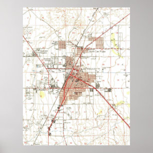 Affiche Carte vintage de Las Vegas Nevada (1952)