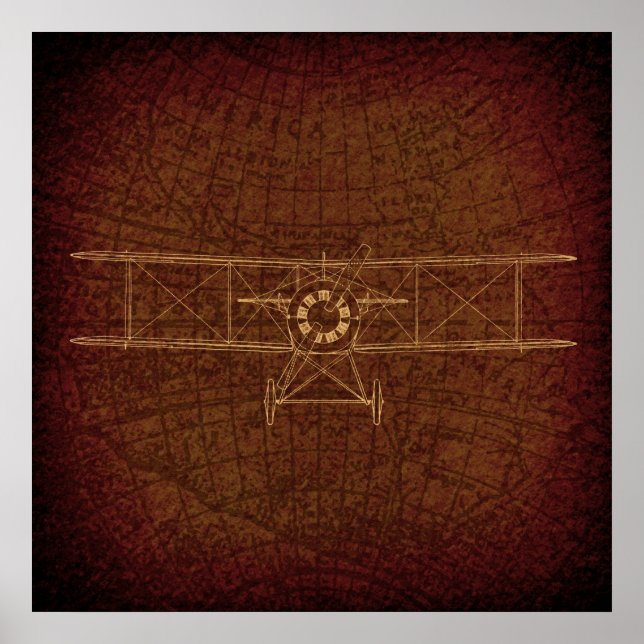 Affiche Carte Vintage de l'avion vintage Antique Plan (Devant)