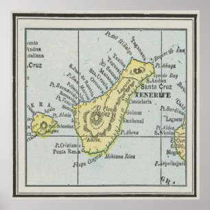 Affiche Carte vintage de l'île de Tenerife (1901)