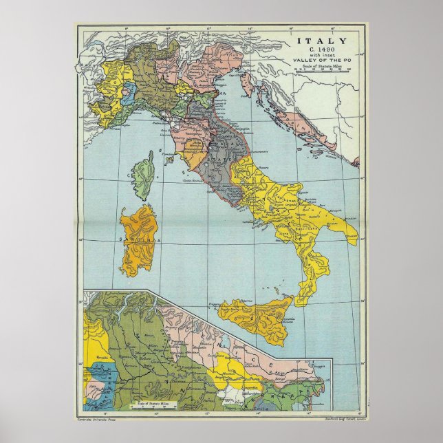 Affiche Carte vintage de l'Italie (1912) (Devant)