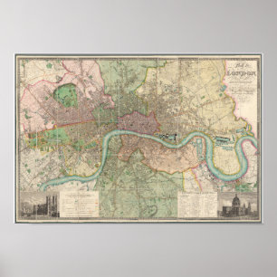 Affiche Carte vintage de Londres