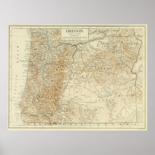 Affiche Carte vintage de l'Oregon (1911)