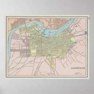 Affiche Carte vintage de Louisville KY (1901)
