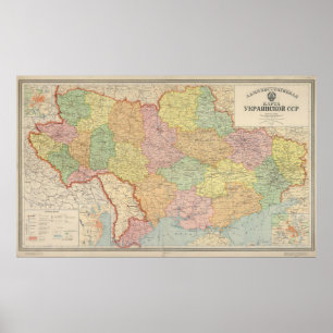 Affiche Carte vintage de l'Ukraine (1941)