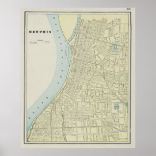 Affiche Carte Vintage de Memphis Tennessee (1901)