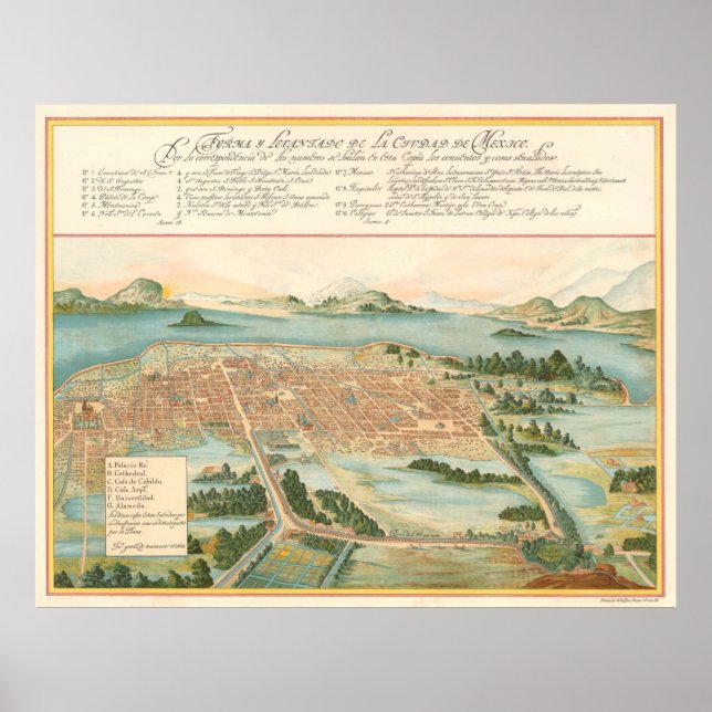 Affiche Carte vintage de Mexico (1628) (Devant)