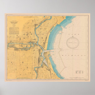 Affiche Carte Vintage de Milwaukee WI (1947)