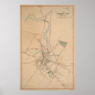Affiche Carte vintage de Morristown NJ (1889)