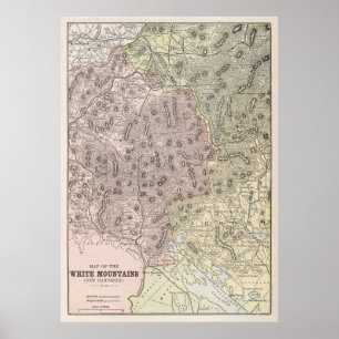 Affiche Carte vintage de Mountains blanche (1901)