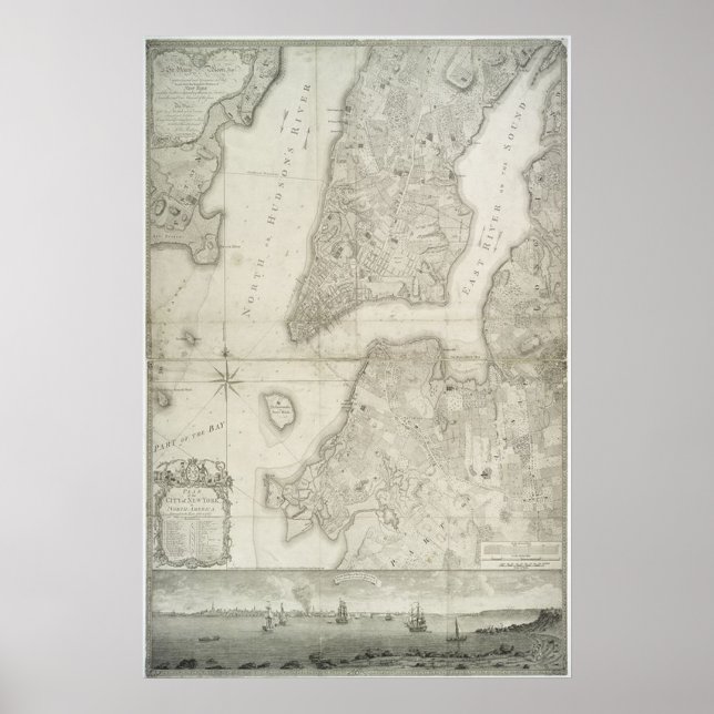 Affiche Carte vintage de New York (1776) (Devant)