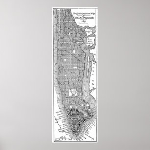 Affiche Carte vintage de New York City (1811)