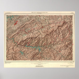 Affiche Carte vintage de parc national de Great Smoky