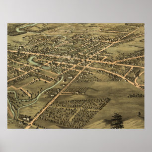 Affiche Carte vintage de Pontiac Michigan (1867)