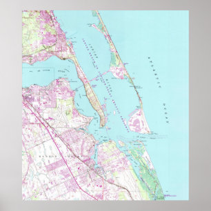 Affiche Carte vintage de Port St Lucie Inlet (1948)