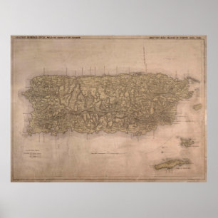 Affiche Carte vintage de Porto Rico (1898)