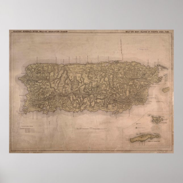 Affiche Carte vintage de Porto Rico (1898) (Devant)