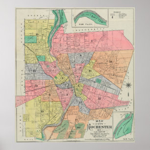 Affiche Carte vintage de Rochester NY (1901)