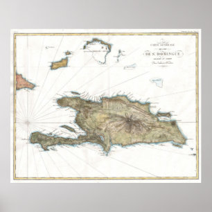 Affiche Carte vintage de Saint-Domingue (1802)