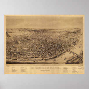 Affiche Carte vintage de Saint Louis MO (1892)