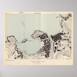 Affiche Carte vintage de Saint-Sébastien Espagne (1943)