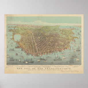 Affiche Carte vintage de San Francisco CA (1878)