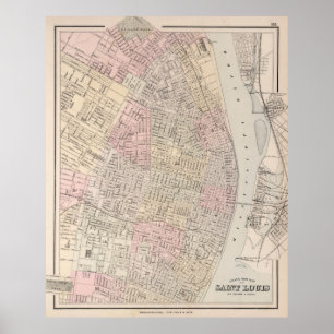 Affiche Carte vintage de St Louis MO (1884)