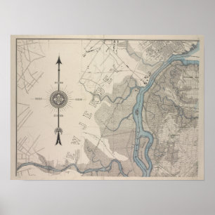 Affiche Carte vintage de Staten Island, New York