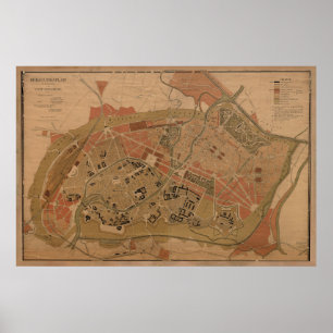 Affiche Carte vintage de Strasbourg France (1880)