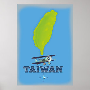 Affiche Carte Vintage de Taïwan