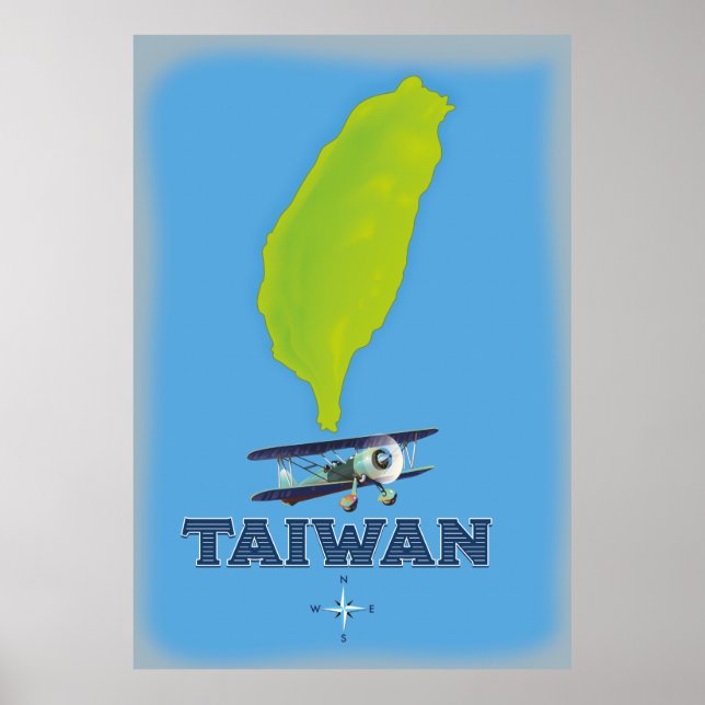 Affiche Carte Vintage de Taïwan (Devant)