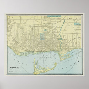 Affiche Carte vintage de Toronto (1901)