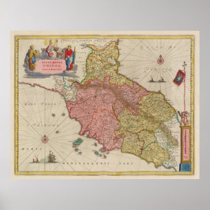 Affiche Carte vintage de Toscane Italie (1665)