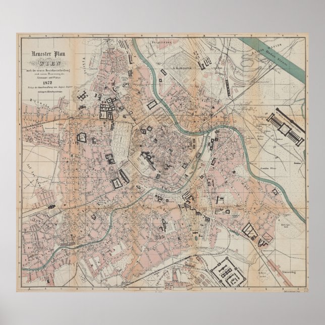 Affiche Carte vintage de Vienne Autriche (1872) (Devant)