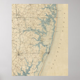 Affiche Carte vintage de ville le Maryland (1900) d'océan