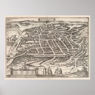 Affiche Carte vintage de Vilnius Lituanie (1581)