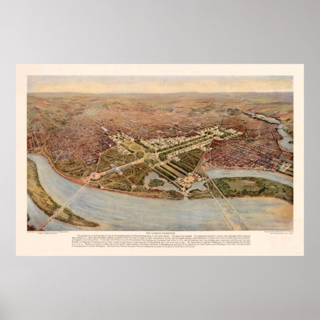 Affiche Carte vintage de Washington DC (1915) (Devant)