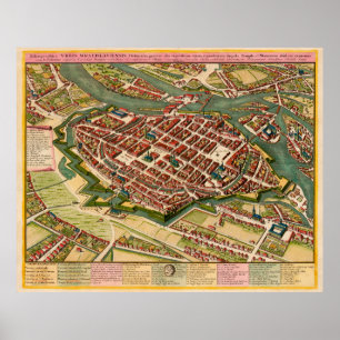Affiche Carte vintage de Wroclaw Pologne (1752)