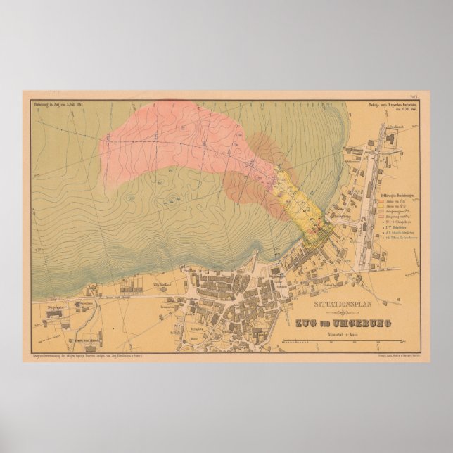 Affiche Carte vintage de Zug Suisse (1887) (Devant)