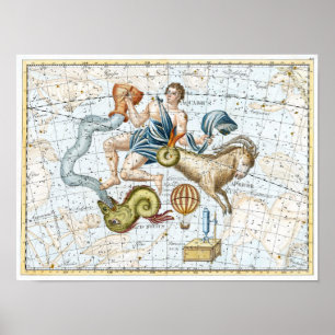 Affiche Carte Vintage des Constellations Célestes