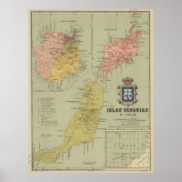 Carte vintage des îles Canaries (1916)