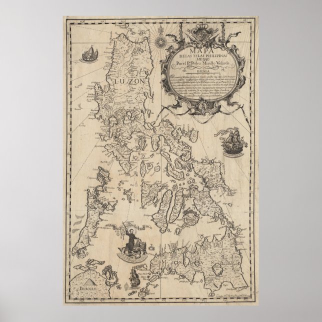 Affiche Carte vintage des Philippines (1744) (Devant)