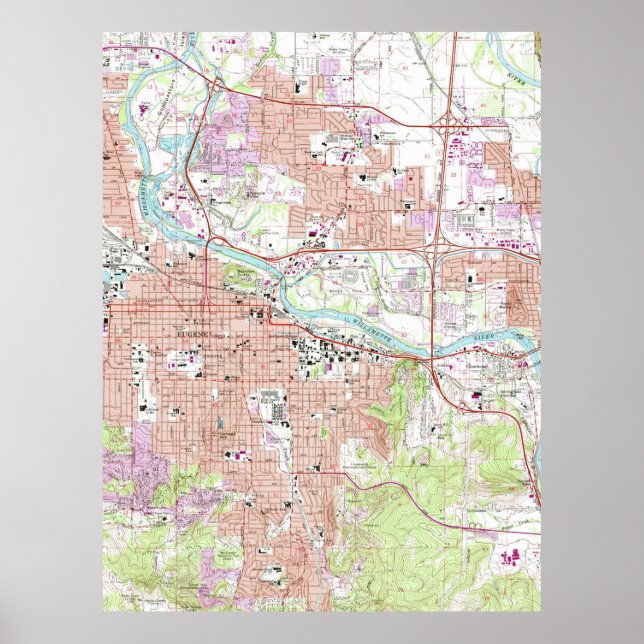 Affiche Carte vintage d'Eugene Oregon (1967) (Devant)